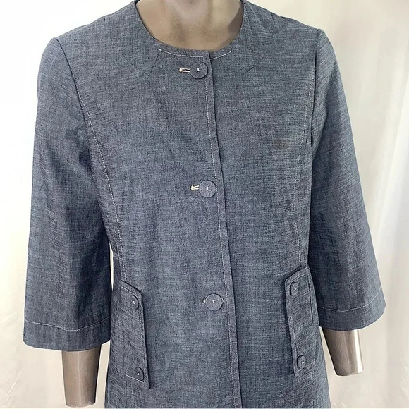 Rafaella Button Down 3/4 Sleeve Blazer Lightweight Jacket Size 8 Slate Blue - Picture 4 of 13